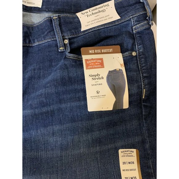 New LEVI STRAUSS SIGNATURE WOMEN 20/35W MID-RISE BOOTCUT STRETCH DENIM JEANS NWT - Picture 1 of 9